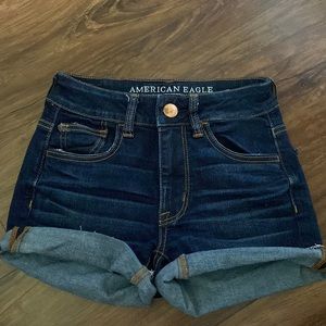 american eagle dark wash jean shorts